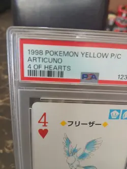 1998 POKEMON Yellow VERSION PLAYING CARDS 4 OF HEARTS #144 ARTICUNO PSA 9 - Image 2