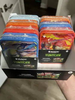 NEW Magic The Gathering TEENAGE MUTANT NINJA TURTLES TMNT Tins SET MTG Lot Of 7 - Image 1