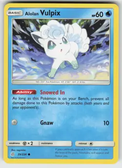 Alolan Vulpix Common SM - Cosmic Eclipse 39/236 Pokemon - Image 1