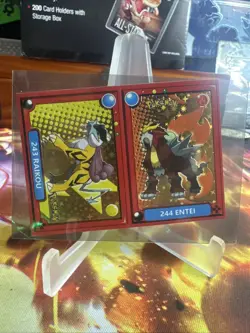 Pokemon Pokedex Raikou & Entei Flash Edition Gold Star Holo Sticker - Image 3