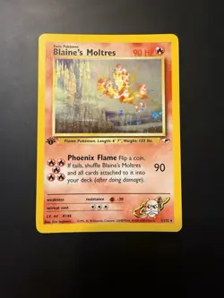 Pokemon TCG Gym Heroes 1st Edition - Blaine's Moltres #1 Holo Rare M/NM 💫 Swirl - Image 1