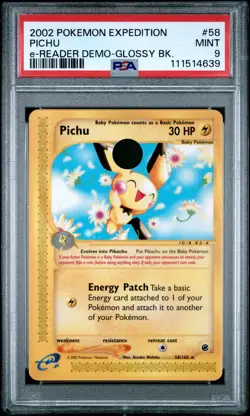 2002 POKEMON EXPEDITION PICHU E-Reader E3 Demo Glossy PSA MINT 9 - Image 1