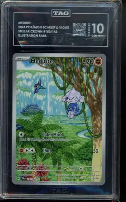 TAG 10 - 2024 Meditite 153/142 Sv07: Stellar Crown Holo Pokemon - Image 1