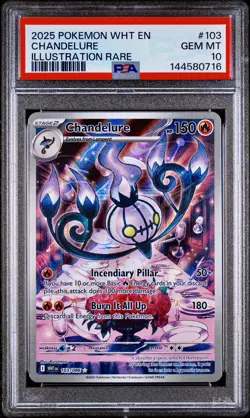 2025 POKEMON WHT EN-WHITE FLARE ILLUSTRATION RARE #103 CHANDELURE PSA 10 - Image 2