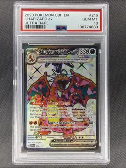Pokemon Charizard EX 215/197 Ultra Rare Full Art Obsidian Flames PSA 10 - Image 1