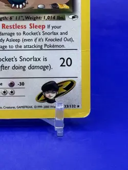 Pokemon Rocket's Snorlax 33/132 Team Rocket Rare Regular 90 HP English 2000 WOTC - Image 4
