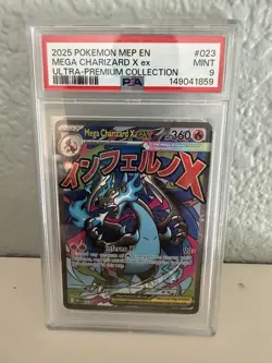 2025 Pokemon MEP Ultra-Premium Collection Promo 023 Mega Charizard PSA 9 Mint! - Image 1