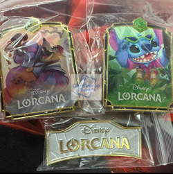2025 Lorcana Disney chinese tcg game promo logo badge stitch logo 3pcs - Image 1