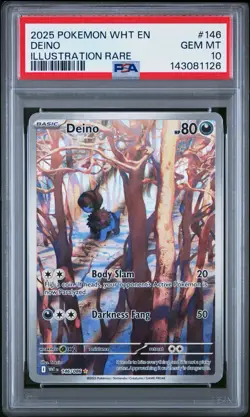 PSA 10 Gem Mint Deino 146/086 White Flare Illustration Rare Pokemon Card - Image 1