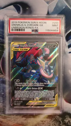 PSA 9 POP 184 POKEMON SUN & MOON UNBROKEN BONDS FULL ART/GRENINJA & ZOROARK GX - Image 1