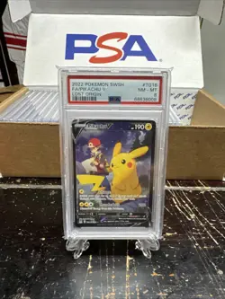 2022 POKEMON SWORD & SHIELD LOST ORIGIN #TG16 FULL ART/PIKACHU V PSA 8 - Image 1