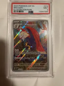 PSA 9 MINT Braviary Illustration Rare Surging Sparks Pokemon 2024 214/191 - Image 1