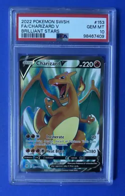 2022 Pokemon Swsh FA/Charizard V Brilliant Stars #153 PSA 10 GEM MT - Image 1