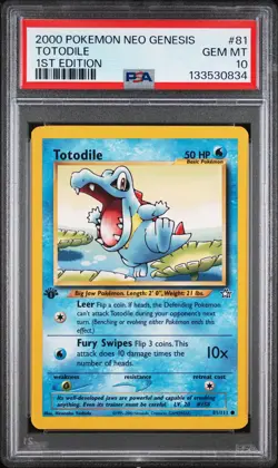2000 POKEMON NEO GENESIS 1ST ED #81 TOTODILE PSA 10 - Image 1