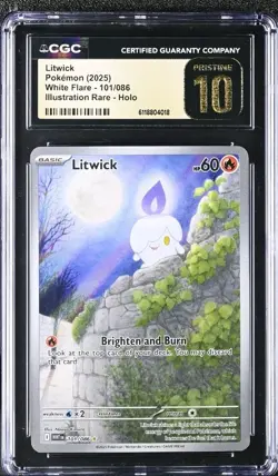 (POP 2) Litwick 101/086 Illustration Rare IR Pokemon White Flare CGC 10 PRISTINE - Image 1
