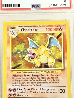 Charizard Base Set Holo 4/102 PSA 6 Pokemon TCG Unlimited Rare Card - Image 3