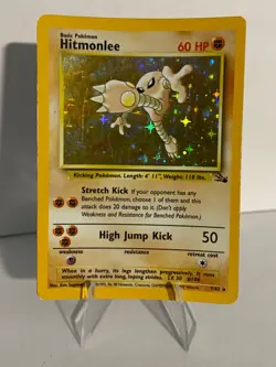 Pokemon Hitmonlee Fossil Holo Rare Card 7/62 - HP/MP - 1999 WOTC Vintage - Image 1
