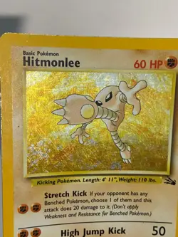 Pokemon Hitmonlee Fossil Holo Rare Card 7/62 - HP/MP - 1999 WOTC Vintage - Image 3