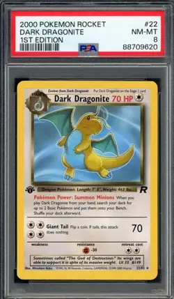 PSA 8 Dark Dragonite (1st Ed.) Team Rocket 22/82 Pokemon Card B17 - Image 1