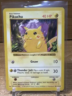 Shadowless Red Cheeks Pikachu 58/102 Base Set Pokemon Card Rare HP - Image 1