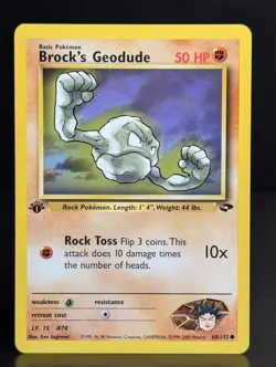 BROCKS GEODUDE 68/132 1999 GYM CHALLENGE SET POKEMON CARD 1st EDITION - Image 1