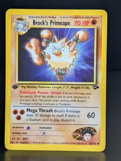 BROCKS PRIMEAPE 35/132 1999 GYM CHALLENGE SET POKEMON CARD 1st EDITION - Image 1