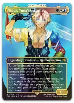 Tidus, Yuna's Guardian (Borderless) #205 (Foil) (NM) Final Fantasy FIC Magic MTG - Image 1