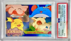 1999 TOPPS POKEMON PIKACHU'S VACATION LOOKS LIKE TROUBLE FOIL PSA 10 POP 6 - Image 1