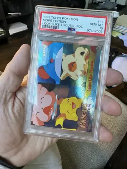 1999 TOPPS POKEMON PIKACHU'S VACATION LOOKS LIKE TROUBLE FOIL PSA 10 POP 6 - Image 2
