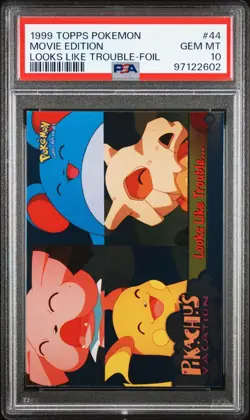 1999 TOPPS POKEMON PIKACHU'S VACATION LOOKS LIKE TROUBLE FOIL PSA 10 POP 6 - Image 4