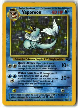 Vaporeon ⭐ 12/64 Holo Rare Jungle 1999 Pokemon LP - Image 1