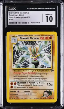 2000 POKEMON GYM CHALLENGE HOLO #6/132 GIOVANNI'S MACHAMP CGC 10 GEM MINT - Image 1