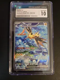 2023 Pokemon 151 Scarlet & Violet 151 CGC 10 Zapdos ex 202/165 GEM MINT - Image 1