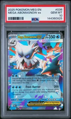 2025 Pokemon MEG EN-Mega Evolution #036 Mega Abomasnow EX PSA 10 Gem Mint Rare - Image 1