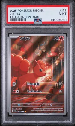 2025 Pokemon Meg En-mega Evolution Vulpix Illustration Rare 138/132 PSA 9 - Image 1