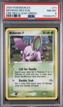 2004 Pokemon EX Nidoran #71 Fire Red & Leaf Green Reverse Holo PSA 8 - Image 1