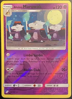 Alolan Marowak Reverse Holo Rare 64/181 Pokemon TCG Sun & Moon Team UP NM - Image 2