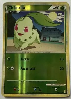 Pokemon TCG Chikorita 59/123 Reverse Holo HeartGold SoulSilver LP++ - Image 1