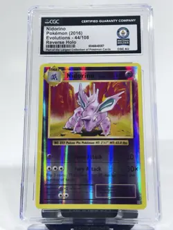 Pokemon CGC Guinness World Record 2016 Nidorino 44/108 XY Evolutions Rev- Holo - Image 1