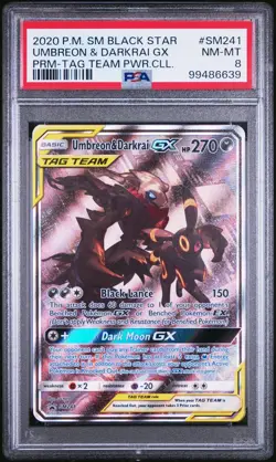 Pokemon TCG Umbreon & Darkrai GX SM241 Sun & Moon Promo PSA 8 - Image 1