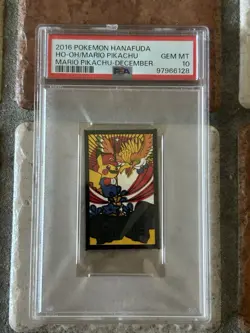 2016 POKEMON HANAFUDA MARIO PIKACHU HO-OH/MARIO PIKACHU-DECEMBER PSA 10 - Image 1