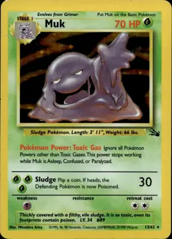MUK 13/62 HOLO RARE FOSSIL POKEMON UNLIMITED HOLO MP - Image 2