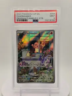 Charmander 2023 S&V: Black Star Promo #SVP044 OF ETB (Pokemon Center Stamp)PSA 9 - Image 1