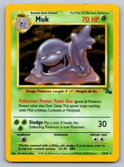 Muk (13) Holo Rare Fossil 13/62 LP Pokemon TCG - Image 1