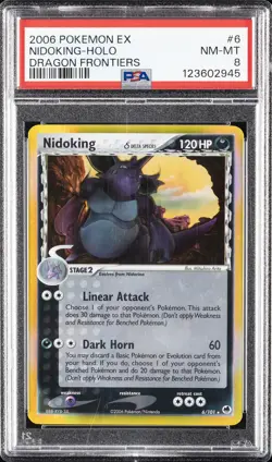 2006 POKEMON EX DRAGON FRONTIERS #6 NIDOKING-HOLO PSA 8 - Image 1