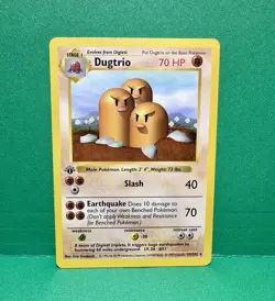 Pokemon Card - Dugtrio Base Set (Shadowless) 19/102 Rare 1st Edition - Image 1