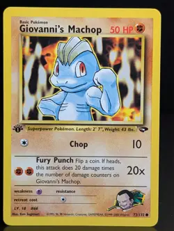 GIOVANNIS MACHOP 72/132 1999 GYM CHALLENGE SET POKEMON CARD 1st EDITION - Image 1