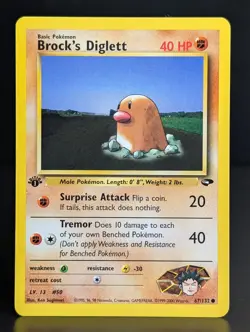 BROCKS DIGLETT 67/132 1999 GYM CHALLENGE SET POKEMON CARD 1st EDITION - Image 1