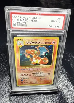 1998 P.M. PSA 9 CHARIZARD HOLO CD PROMO #6 Pokemon Japanese Card SLAB ZARD - Image 1