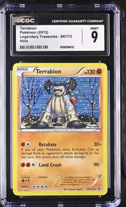 Terrakion 84/113 Holo Legendary Treasures Pokemon CGC 9 Mint - Image 1